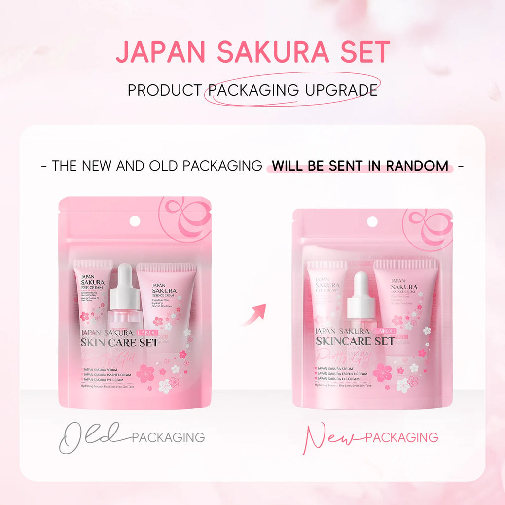 ✨ Sakura Skin Care Set (3 pcs) – Hidratação, Nutrição e Iluminação Diária