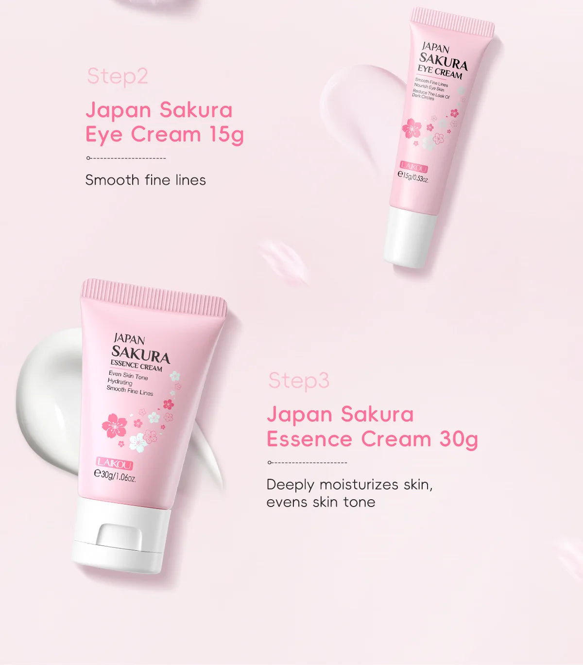 ✨ Sakura Skin Care Set (3 pcs) – Hidratação, Nutrição e Iluminação Diária