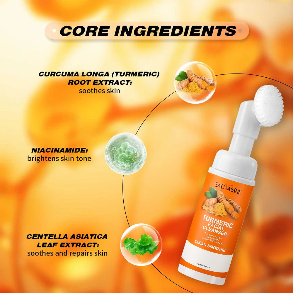 Turmeric Cleanser com Escova – Limpeza Diária, Hidratação e Tom de Pele Uniforme