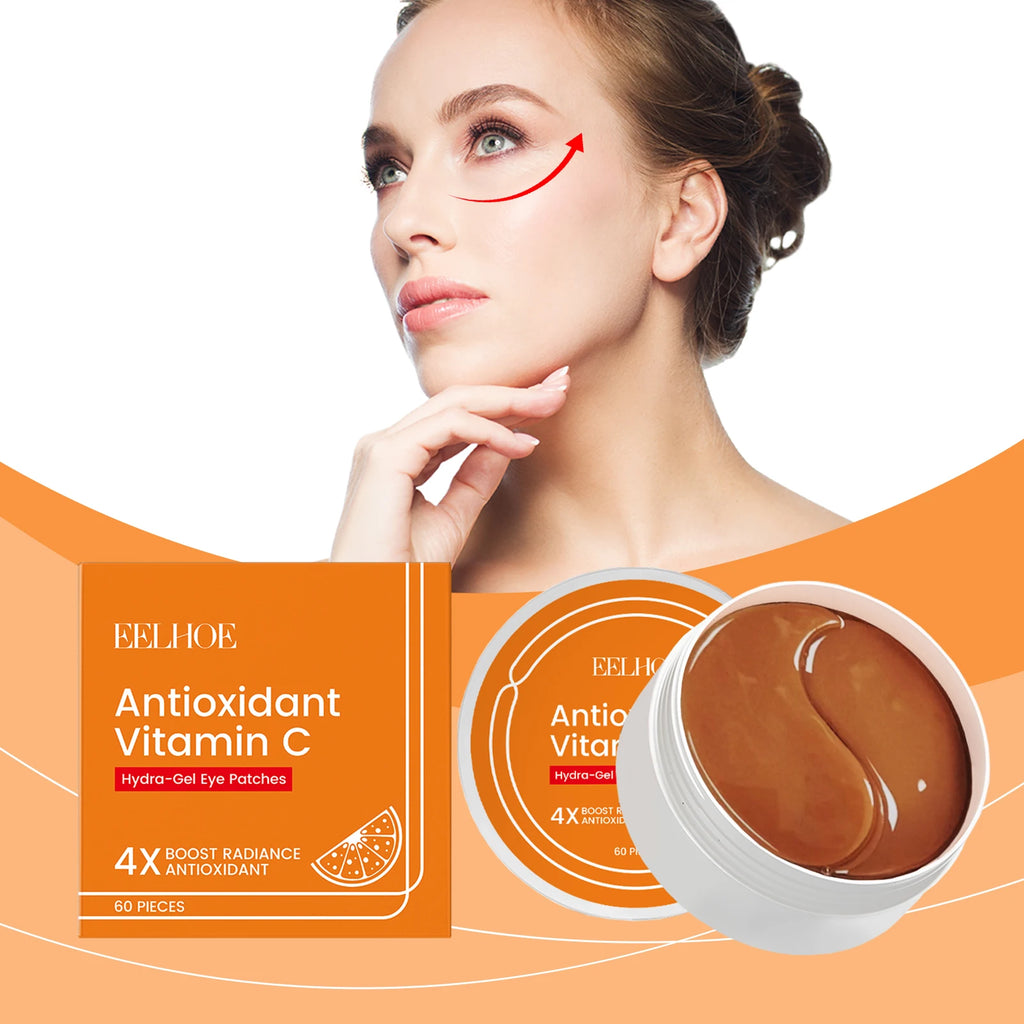 Patches de Olhos Vitamina C (60 pcs) – Reduz Olheiras, Inchaço e Sinais de Cansaço