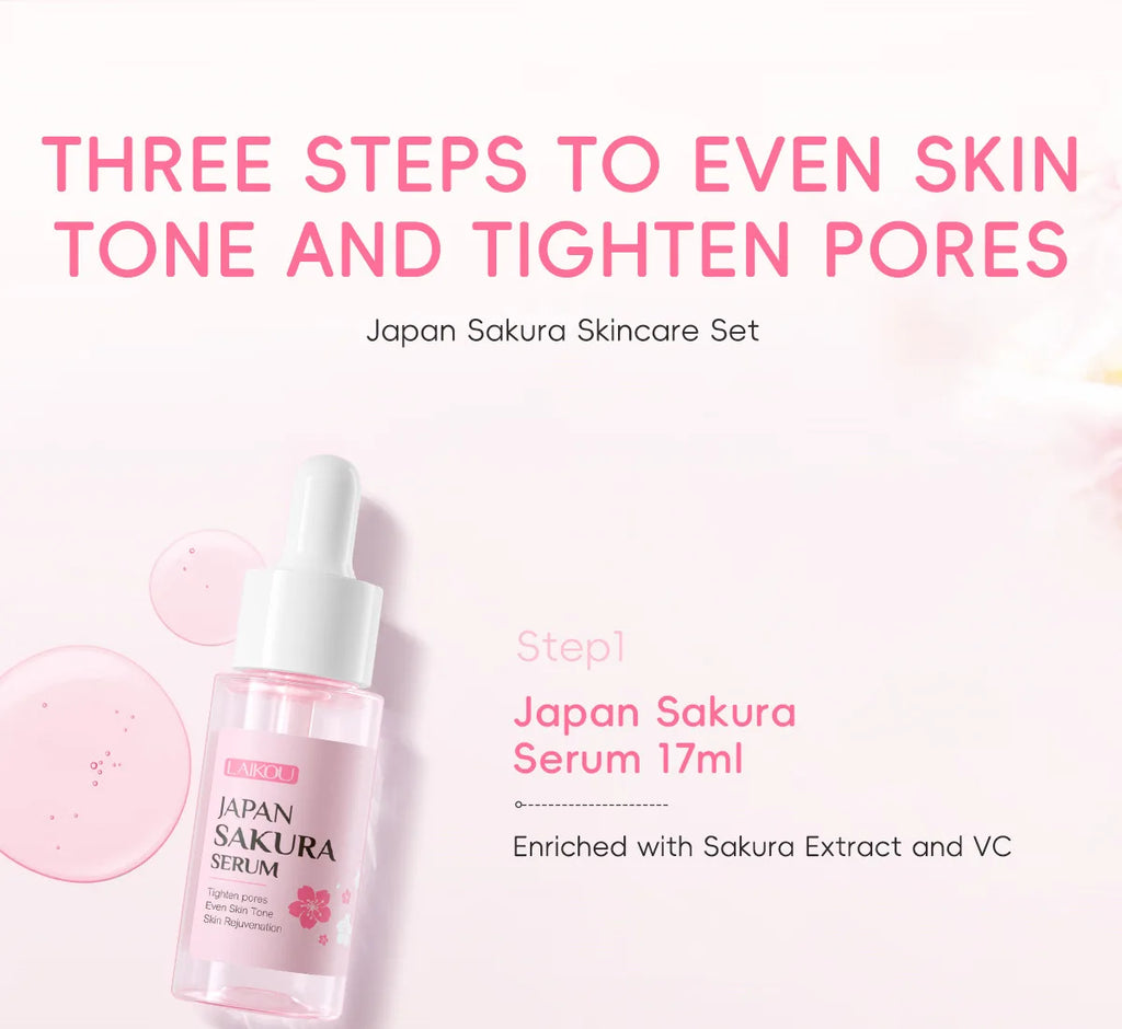 ✨ Sakura Skin Care Set (3 pcs) – Hidratação, Nutrição e Iluminação Diária