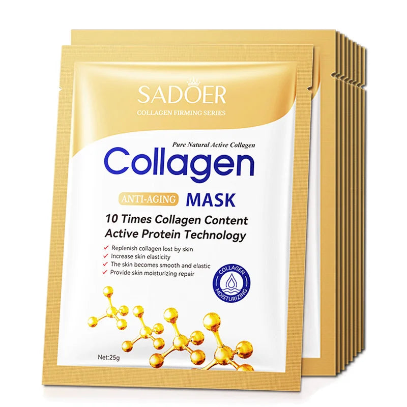 ✨ Máscara Facial de Colagénio – Anti-Rugas, Hidratação e Luminosidade Instantânea (10 Unid.)
