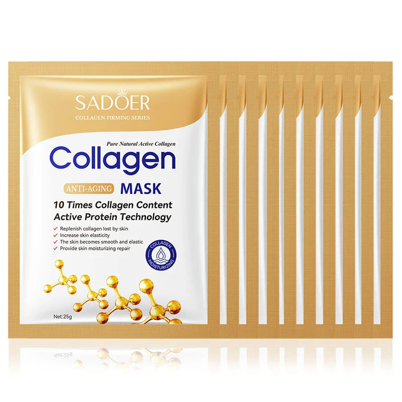 ✨ Máscara Facial de Colagénio – Anti-Rugas, Hidratação e Luminosidade Instantânea (10 Unid.)