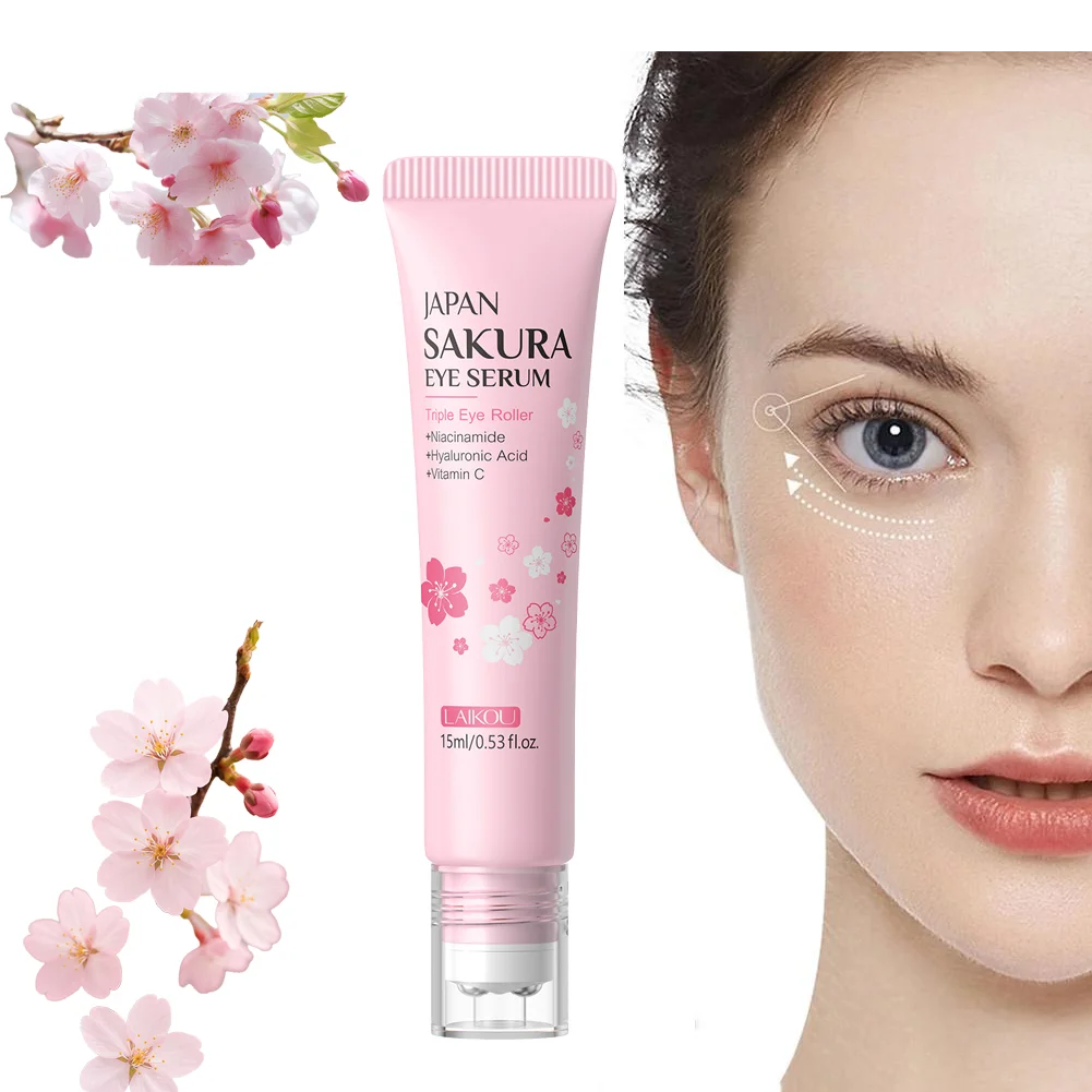 ✨ Sérum de Olhos Sakura com Roller – Reduz Olheiras, Inchaço e Linhas Finas