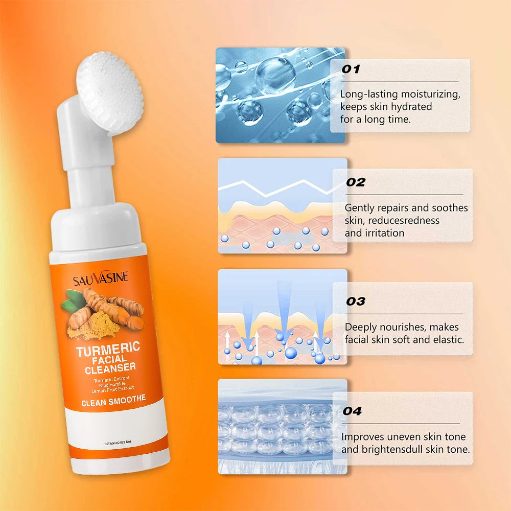 Turmeric Cleanser com Escova – Limpeza Diária, Hidratação e Tom de Pele Uniforme
