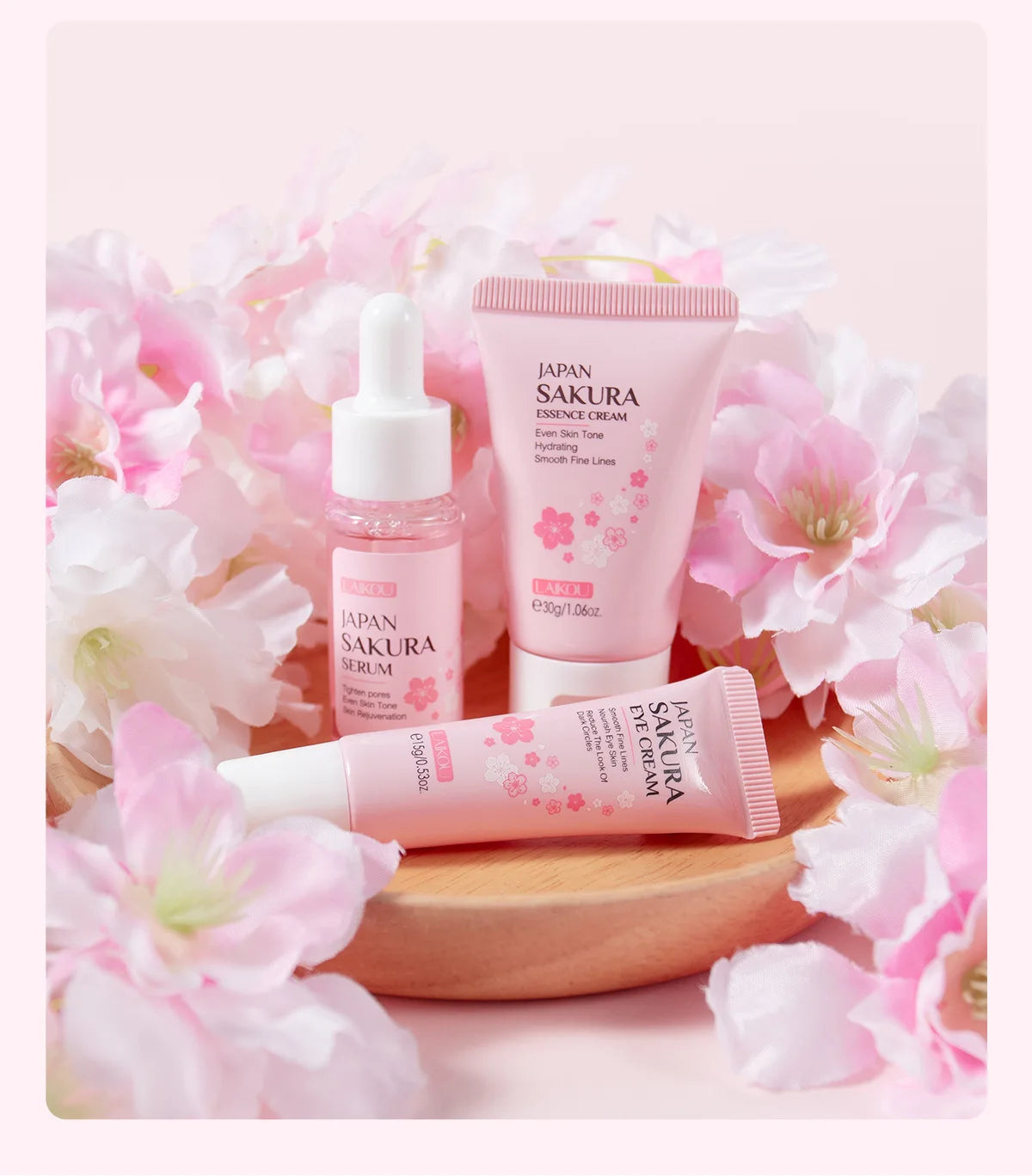 ✨ Sakura Skin Care Set (3 pcs) – Hidratação, Nutrição e Iluminação Diária