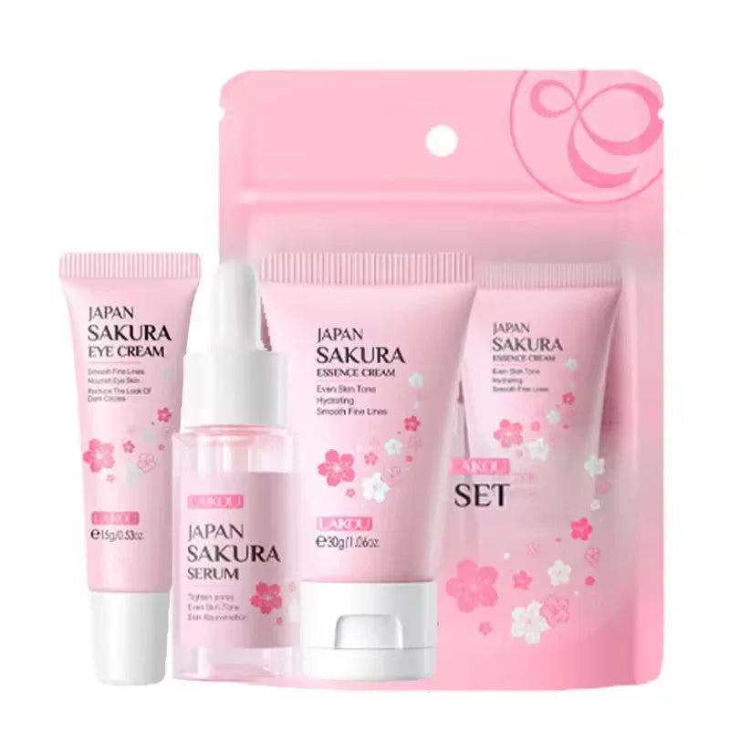 ✨ Sakura Skin Care Set (3 pcs) – Hidratação, Nutrição e Iluminação Diária