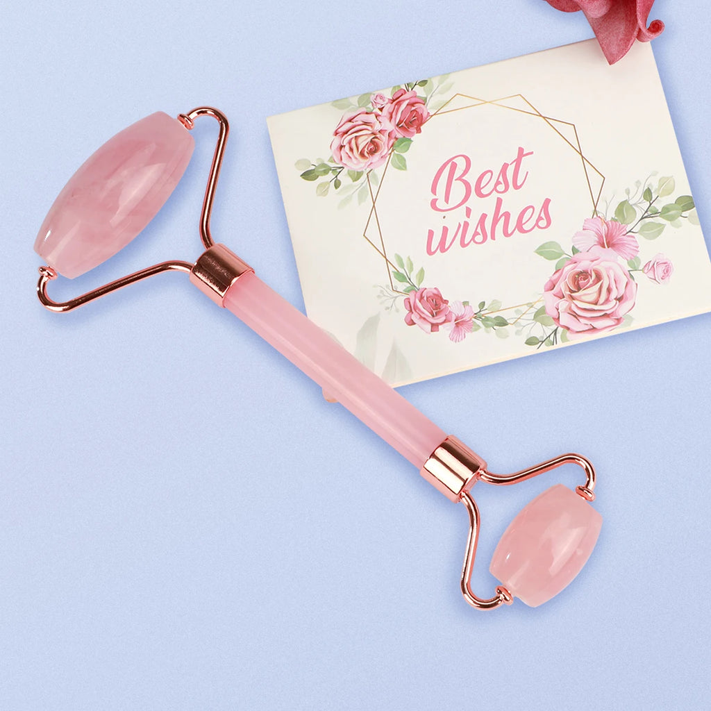 ✨ Jade Roller em Quartzo Rosa – Pele Lisa, Firme e Relaxada