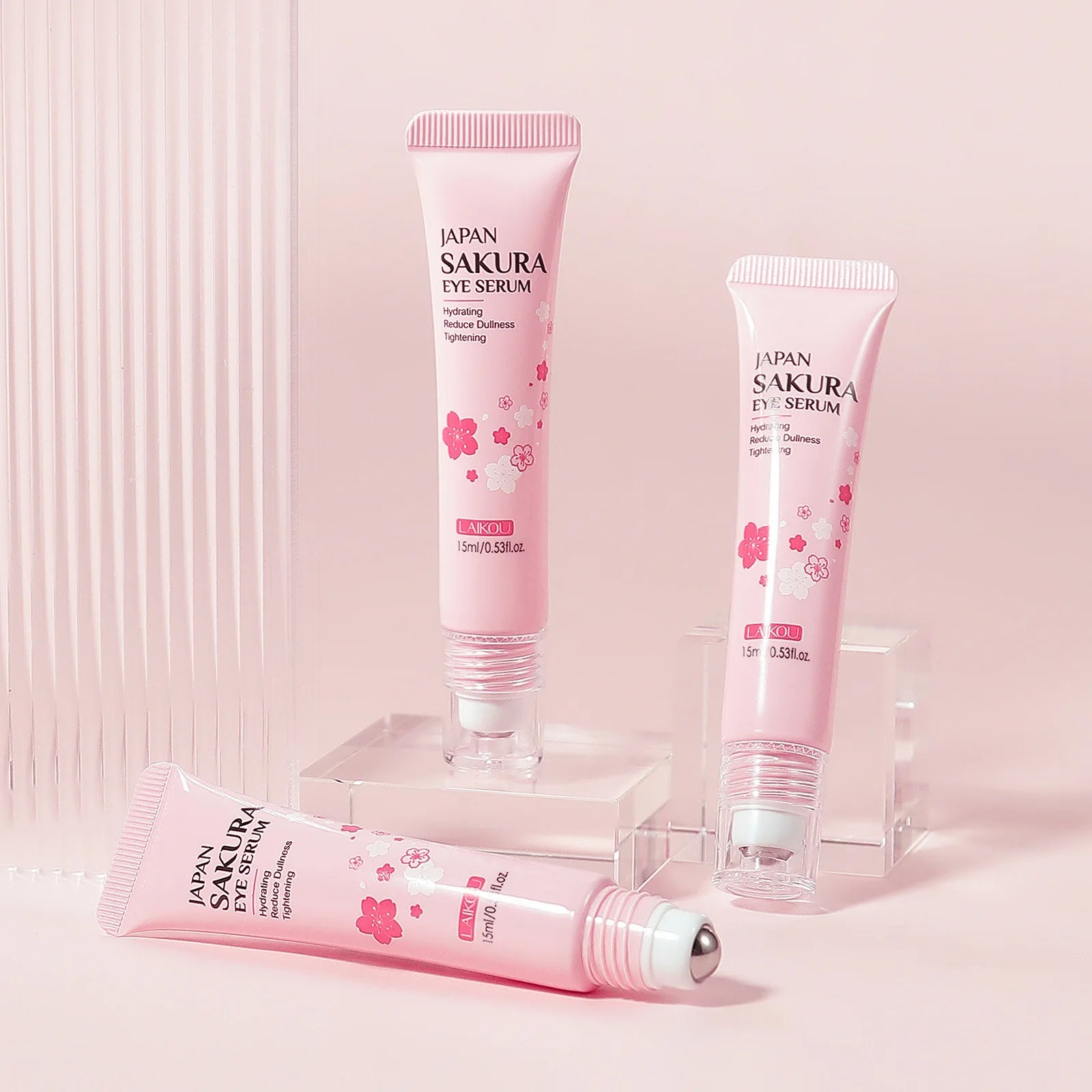 ✨ Sérum de Olhos Sakura com Roller – Reduz Olheiras, Inchaço e Linhas Finas
