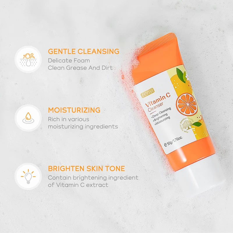 ✨ Cleanser Facial Vitamina C – Limpeza Profunda, Pele Iluminada e Sem Pontos Negros