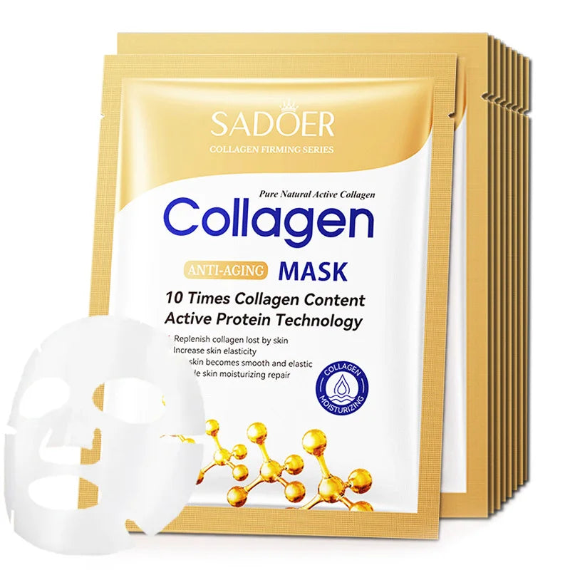 ✨ Máscara Facial de Colagénio – Anti-Rugas, Hidratação e Luminosidade Instantânea (10 Unid.)