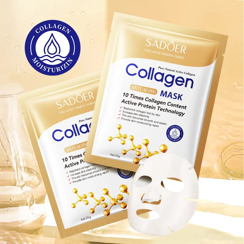 ✨ Máscara Facial de Colagénio – Anti-Rugas, Hidratação e Luminosidade Instantânea (10 Unid.)