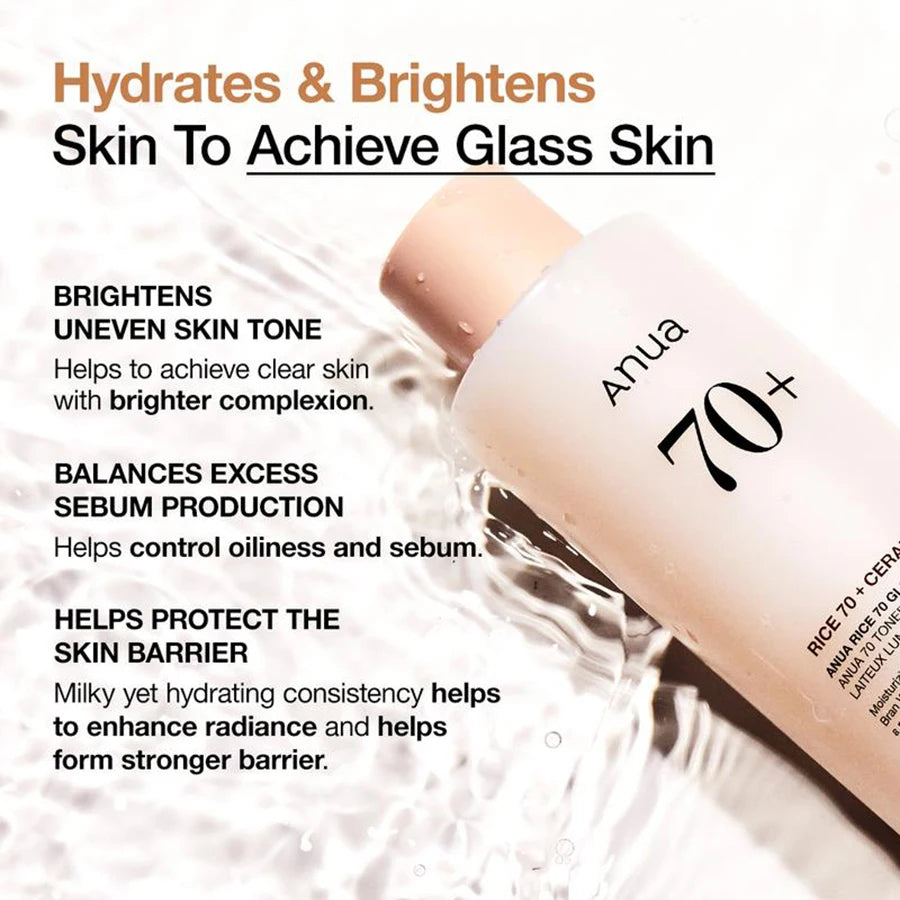 ✨ Tónico Iluminador de Arroz 70% – Hidratação, Controlo de Oleosidade e Efeito Glass Skin