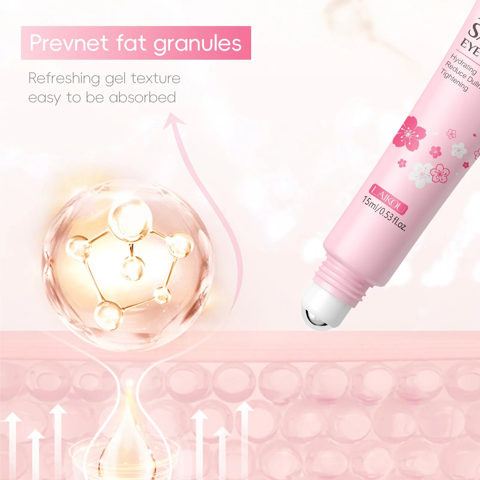 ✨ Sérum de Olhos Sakura com Roller – Reduz Olheiras, Inchaço e Linhas Finas