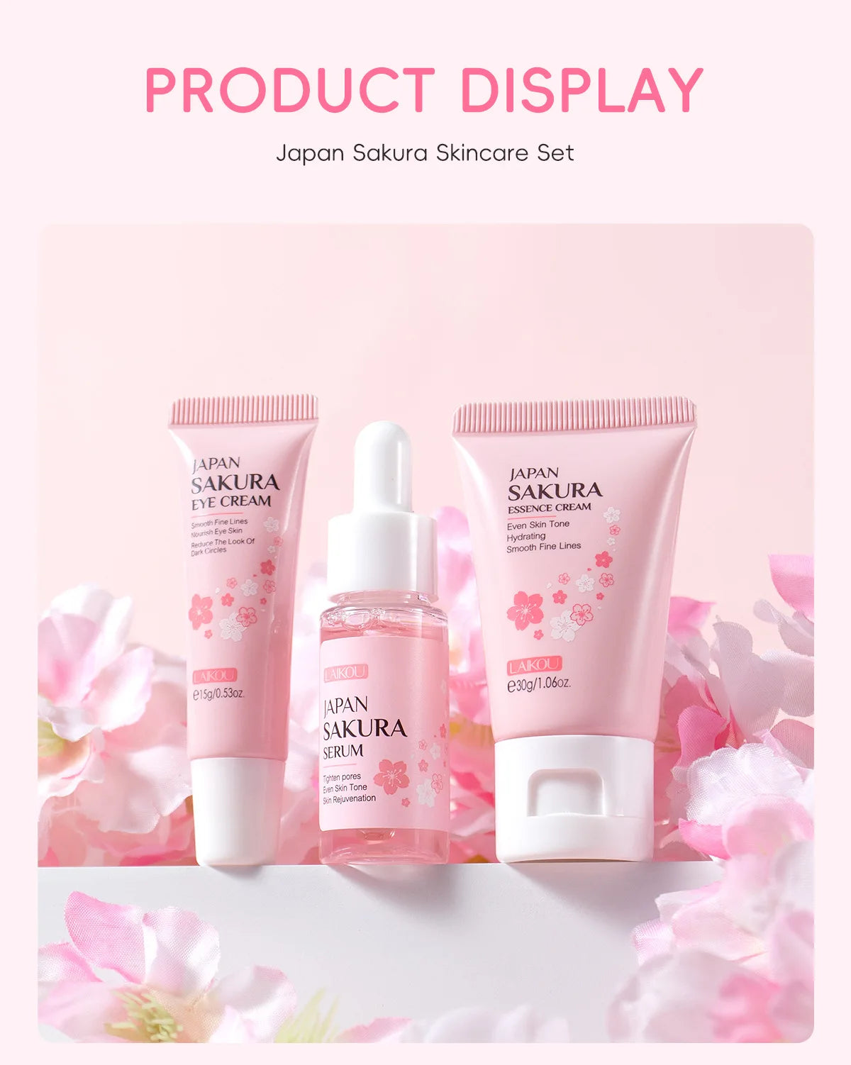 ✨ Sakura Skin Care Set (3 pcs) – Hidratação, Nutrição e Iluminação Diária