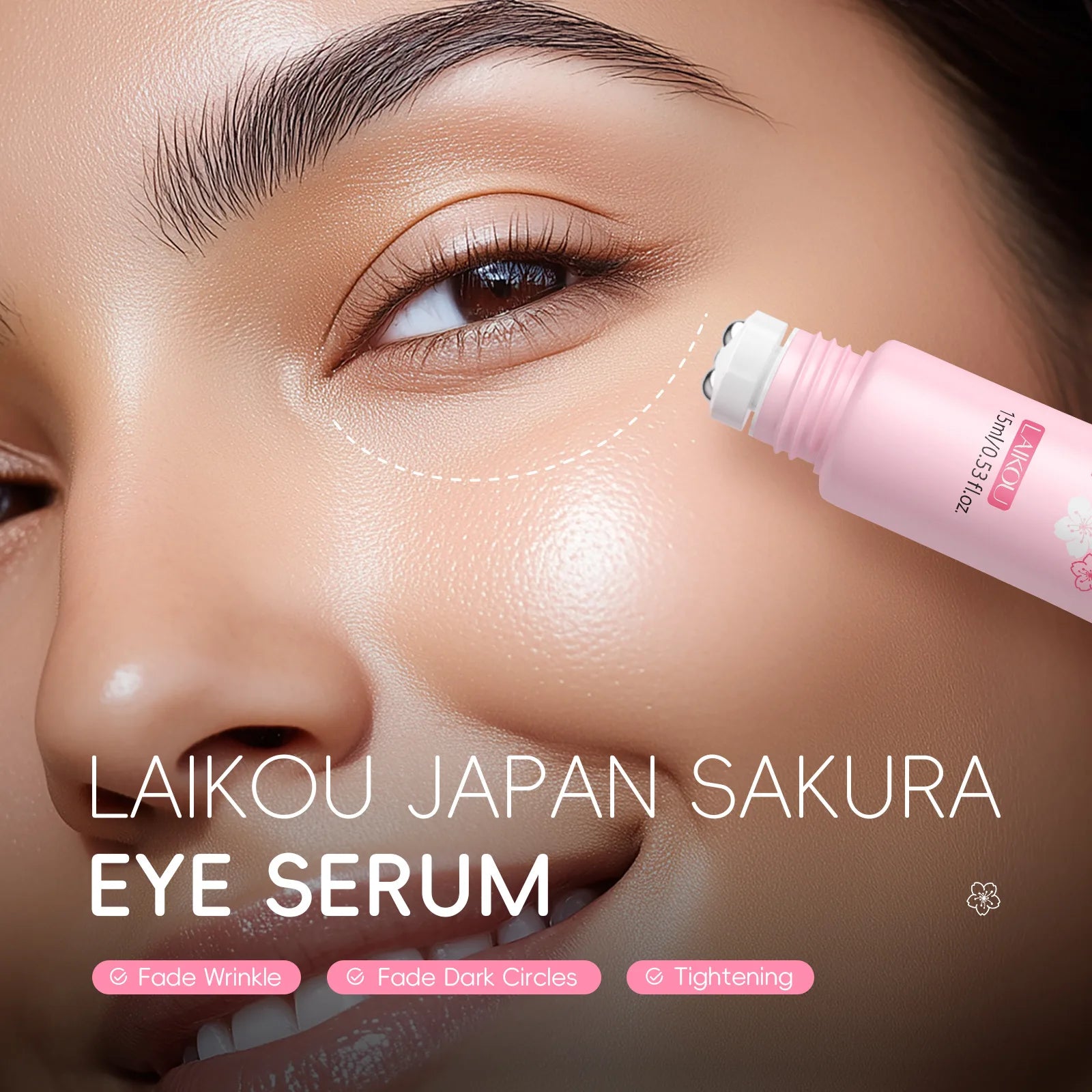 ✨ Sérum de Olhos Sakura com Roller – Reduz Olheiras, Inchaço e Linhas Finas