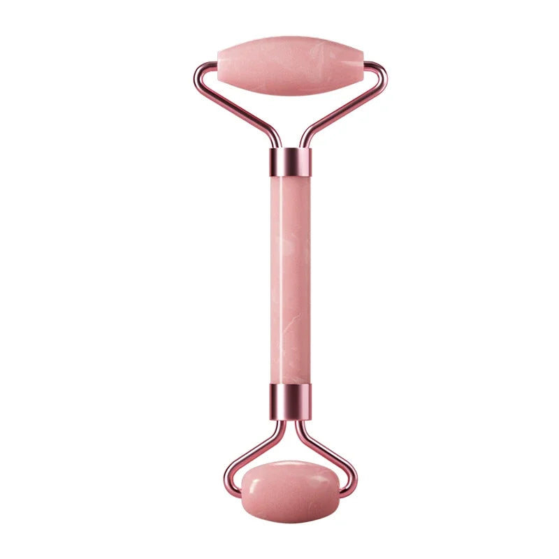 Jade Roller & Gua Sha em Quartzo Rosa – Drena, Firma e Ilumina a Pele